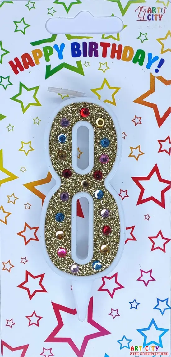 Свічка Золото + Стрази 8