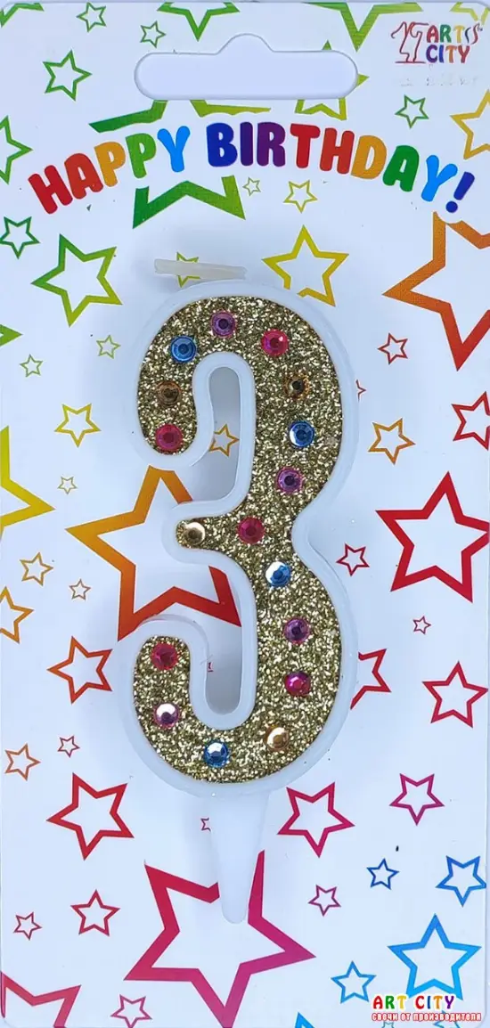 Свічка Золото + Стрази 3