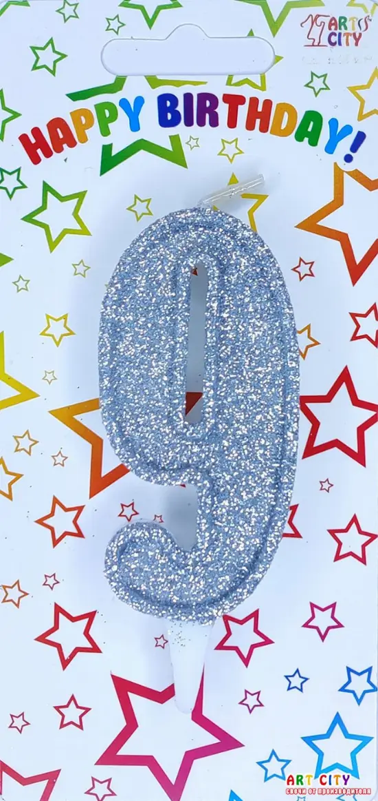 Свічка в срібному глітері 9