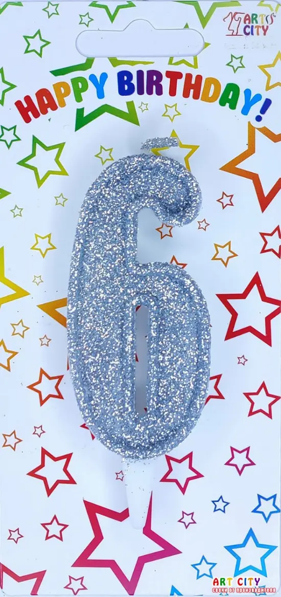 Свічка в срібному глітері 6