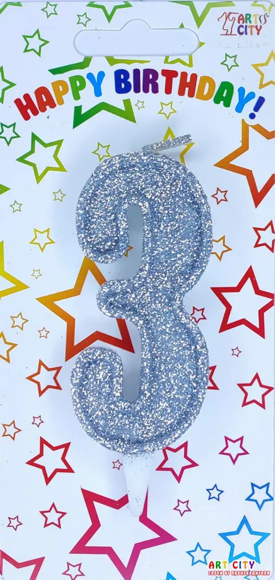 Свічка в срібному глітері 3