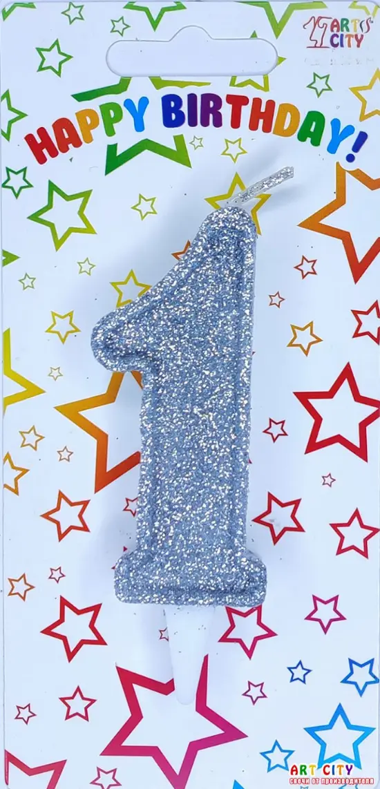 Свічка в срібному глітері 1