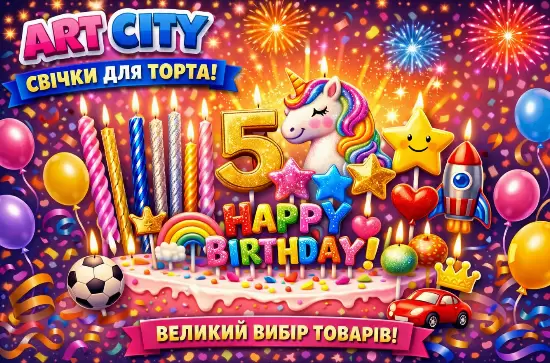 Свічки до дня народження - літери та цифри за оптовими цінами