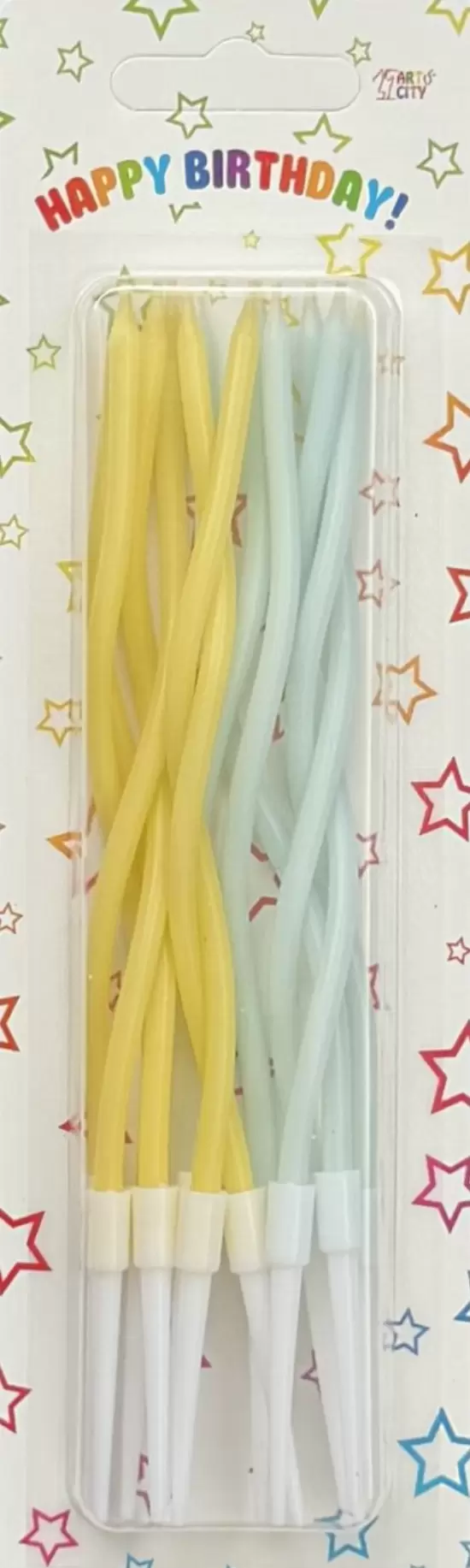 Хвилясті жовто-блакі свічки 12шт