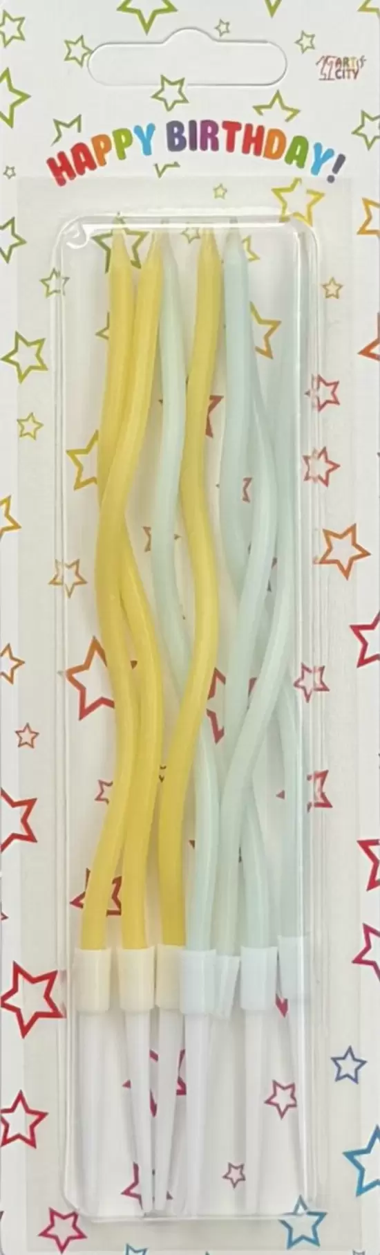 Хвилясті жовто-блакитні свічки 7шт