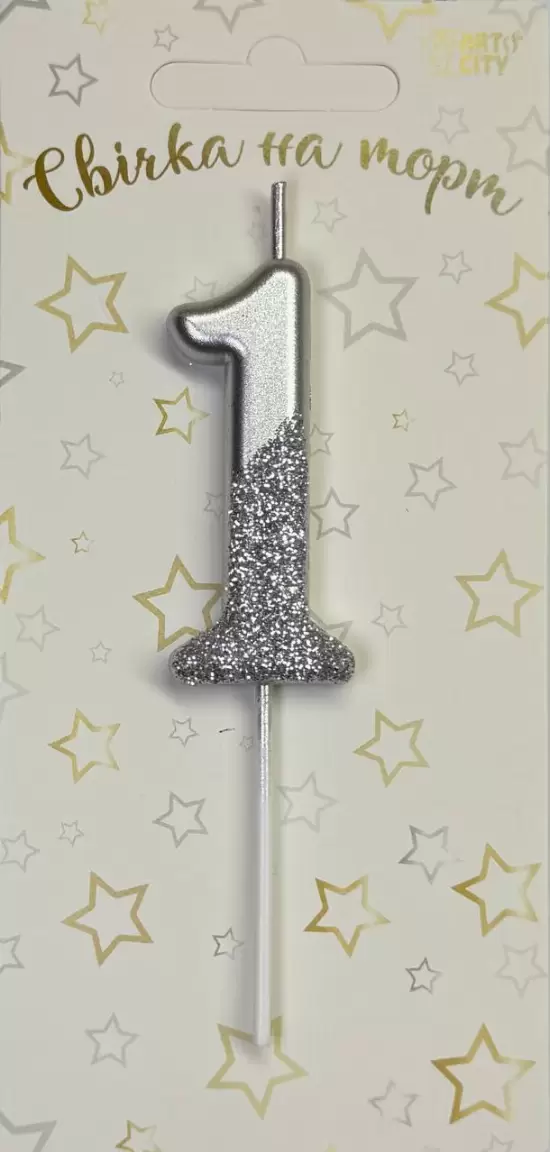 Свічка 1 «Хром срібло + глітер»